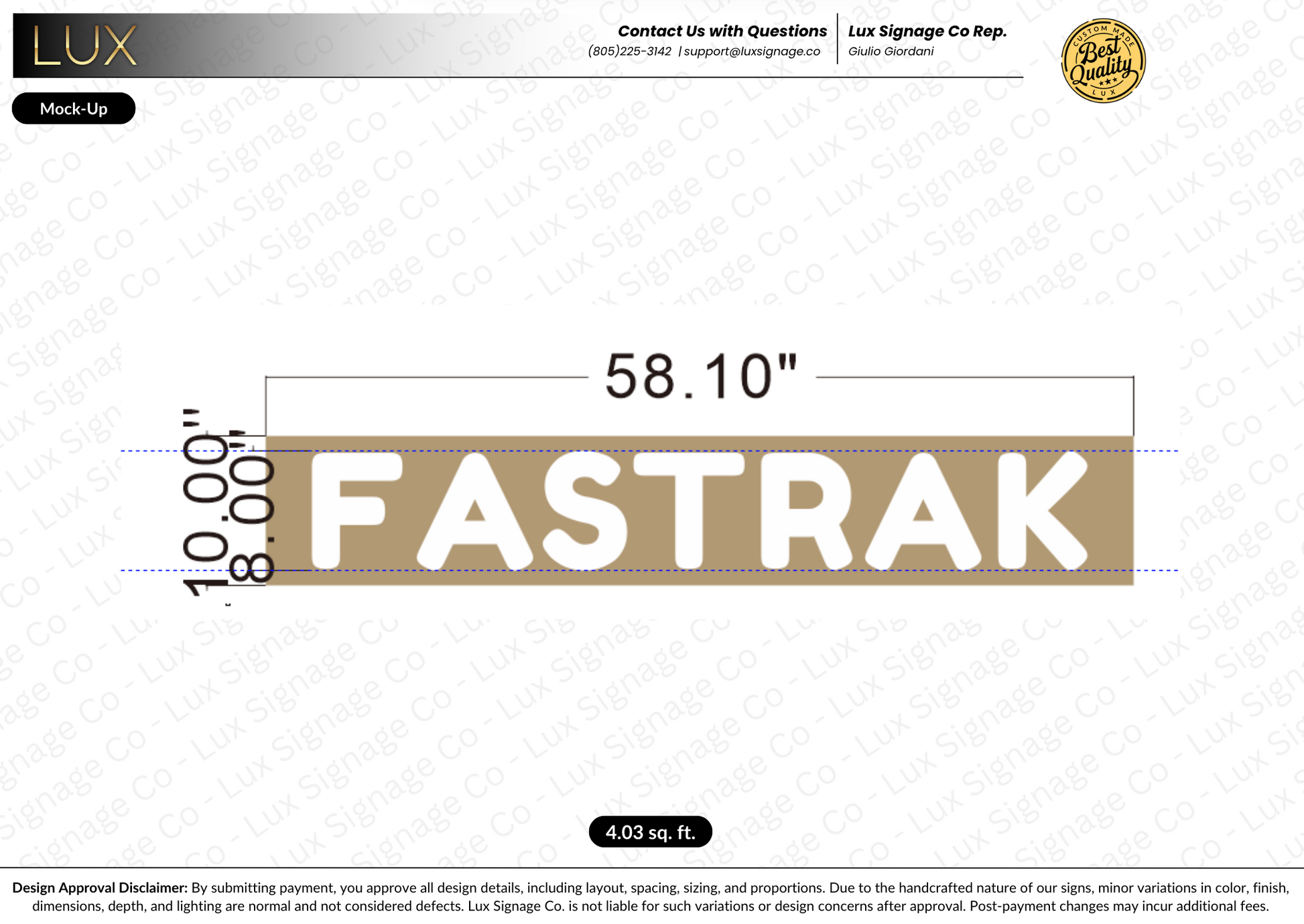 Custom Business Sign for FASTRAK