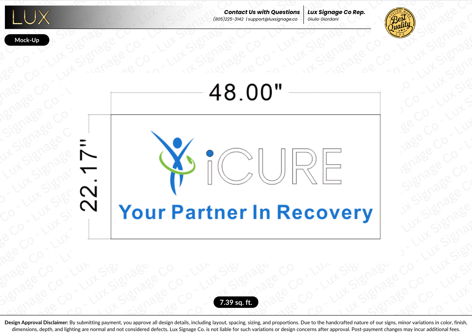 (COLOR CHANGE) Custom Business Sign for iCure