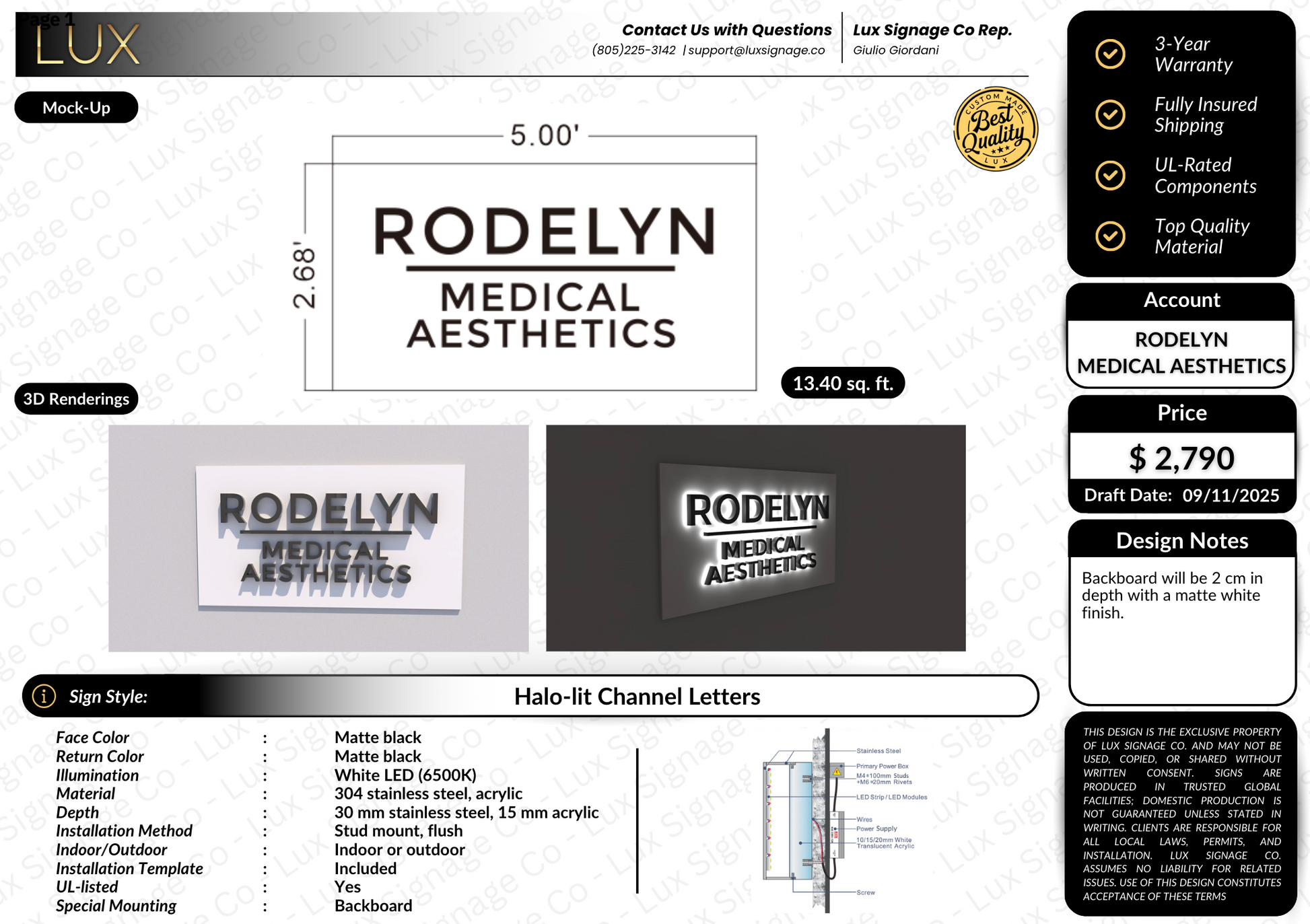 Custom Business Sign for Rodelyn Medical Aesthetics