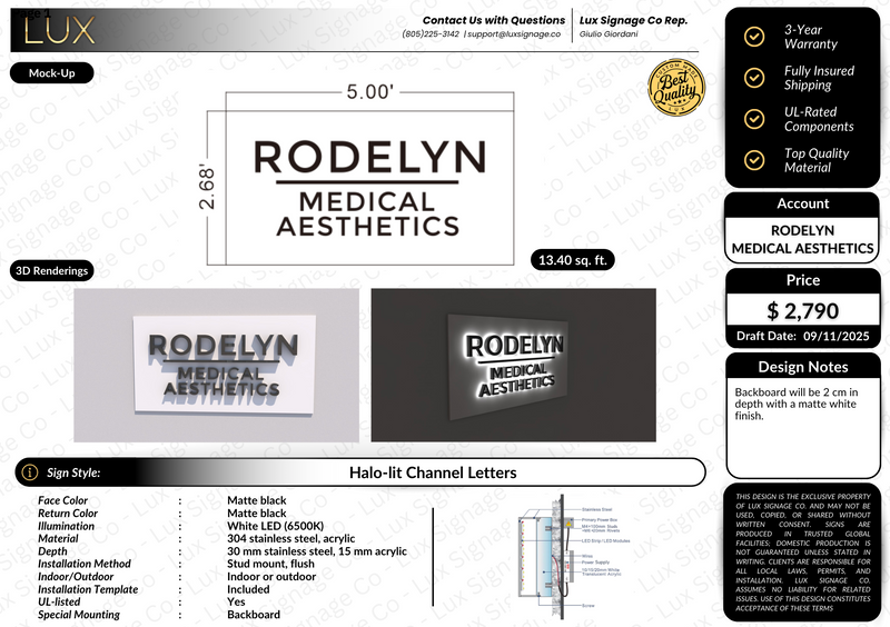 Custom Business Sign for Rodelyn Medical Aesthetics