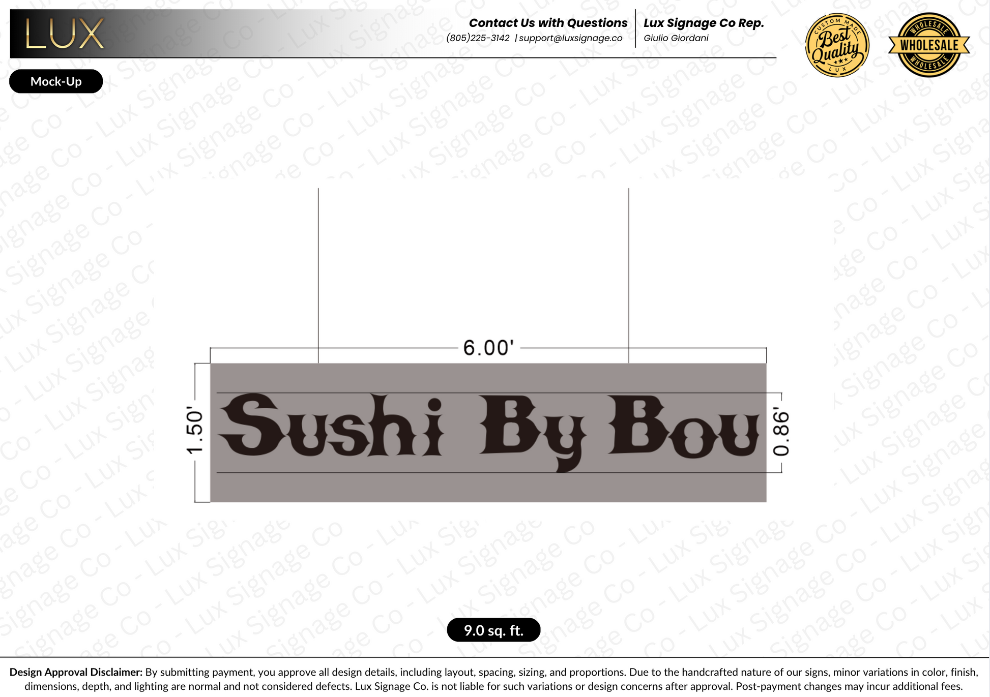 Custom Business Sign for Sushi By Bou