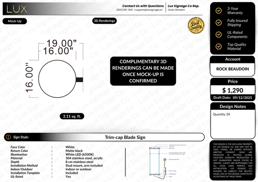 Custom Business Sign for Rock Beaudoin