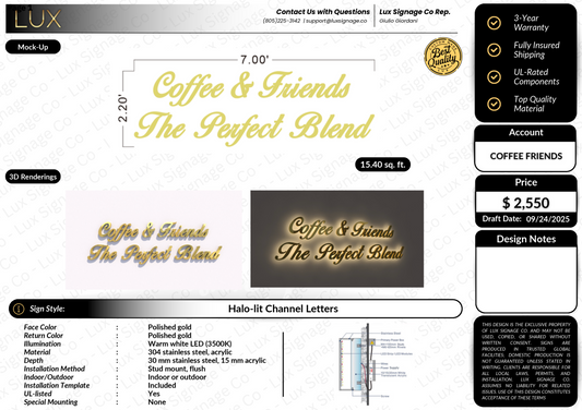 Custom Business Sign for Coffee & Friends