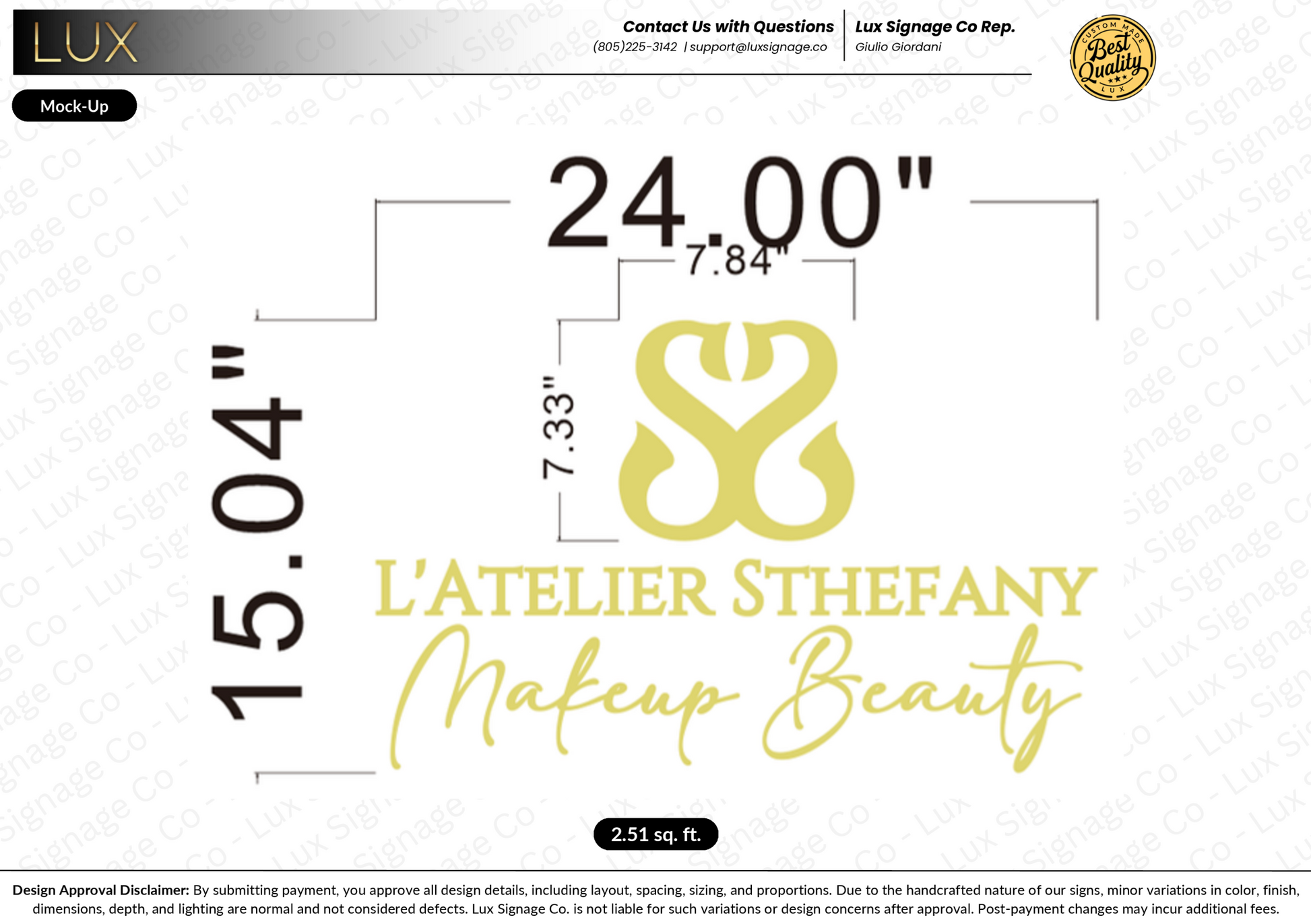 Custom Business Sign for L'Atelier Sthefany