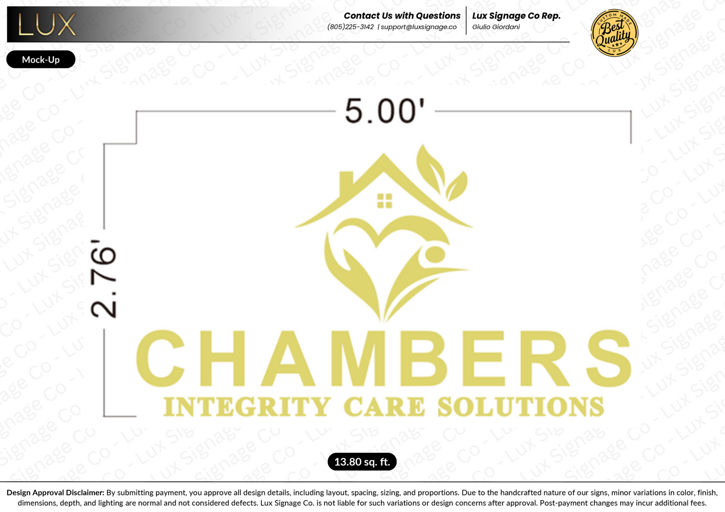 Custom Business Sign for Chambers Integrity Care Solutions (50% Deposit)
