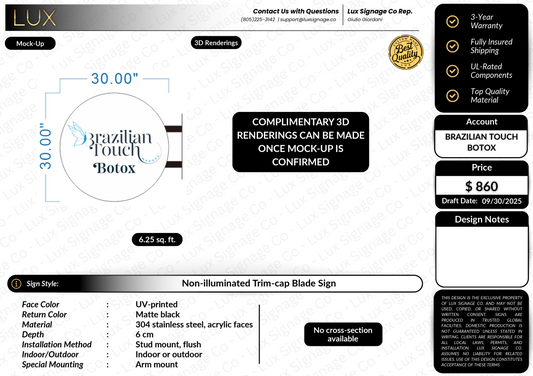 Custom Business Sign for Brazilian Touch