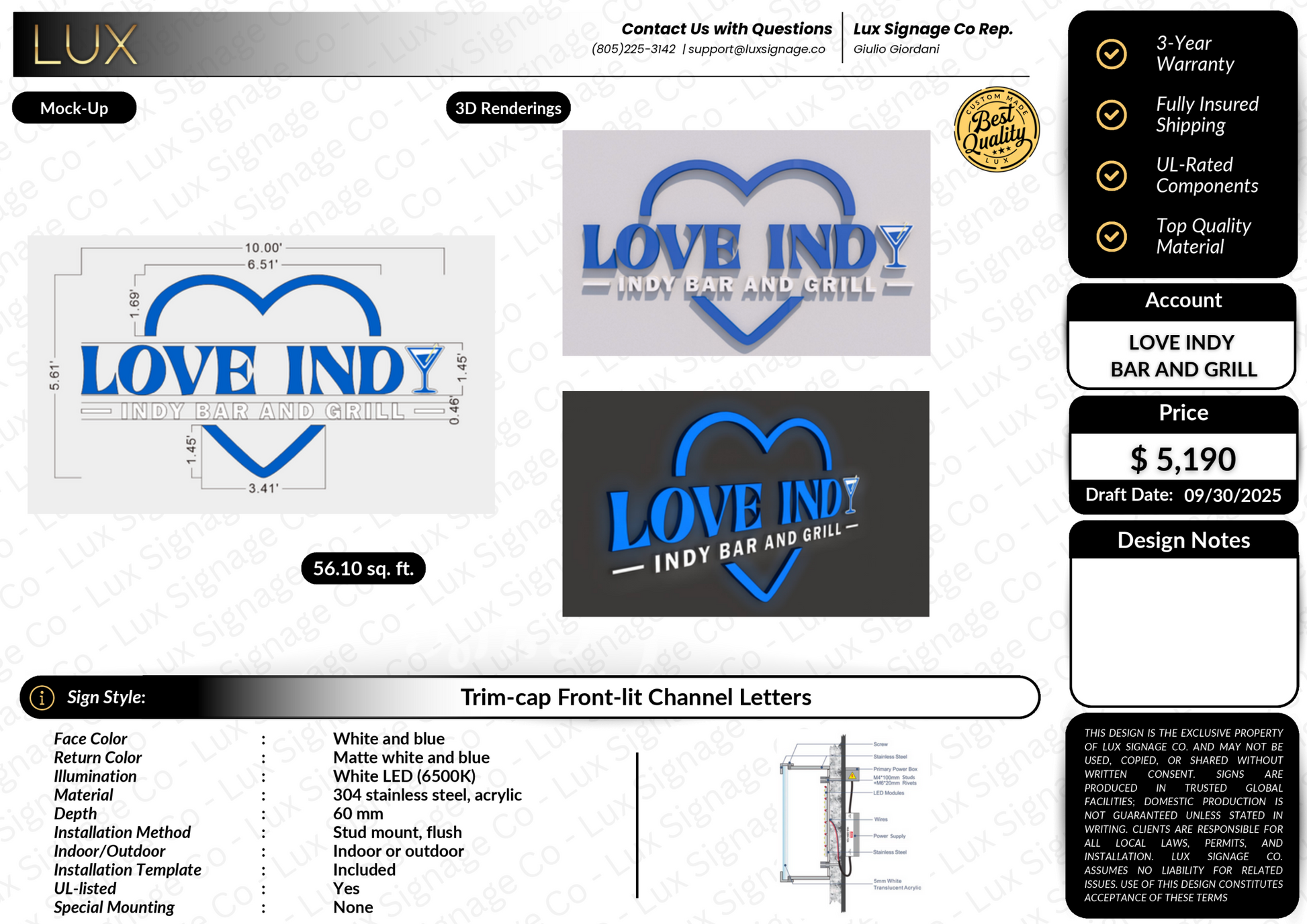Custom Business Sign for Love Indy