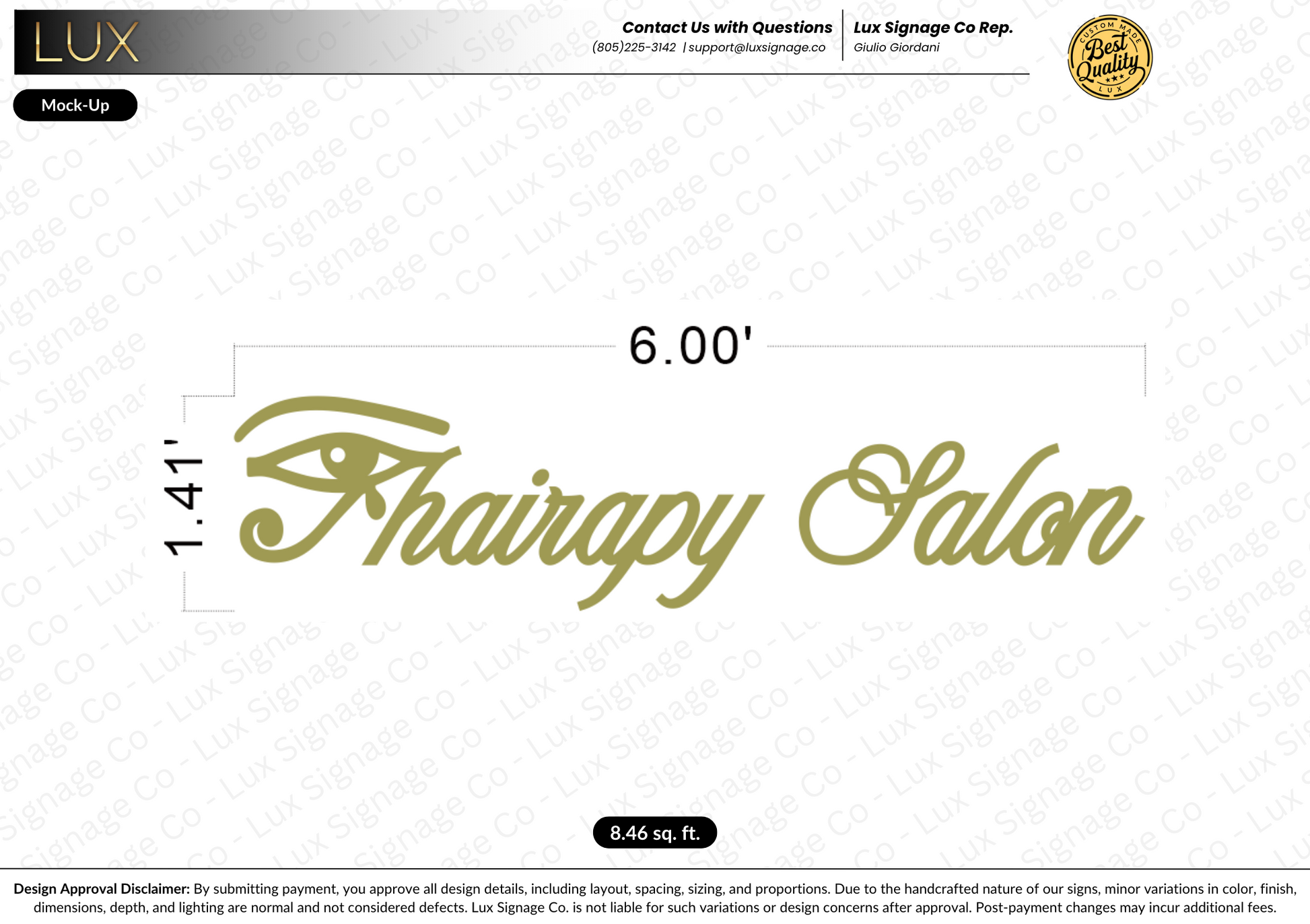 Custom Business Sign for Thairapy Salon