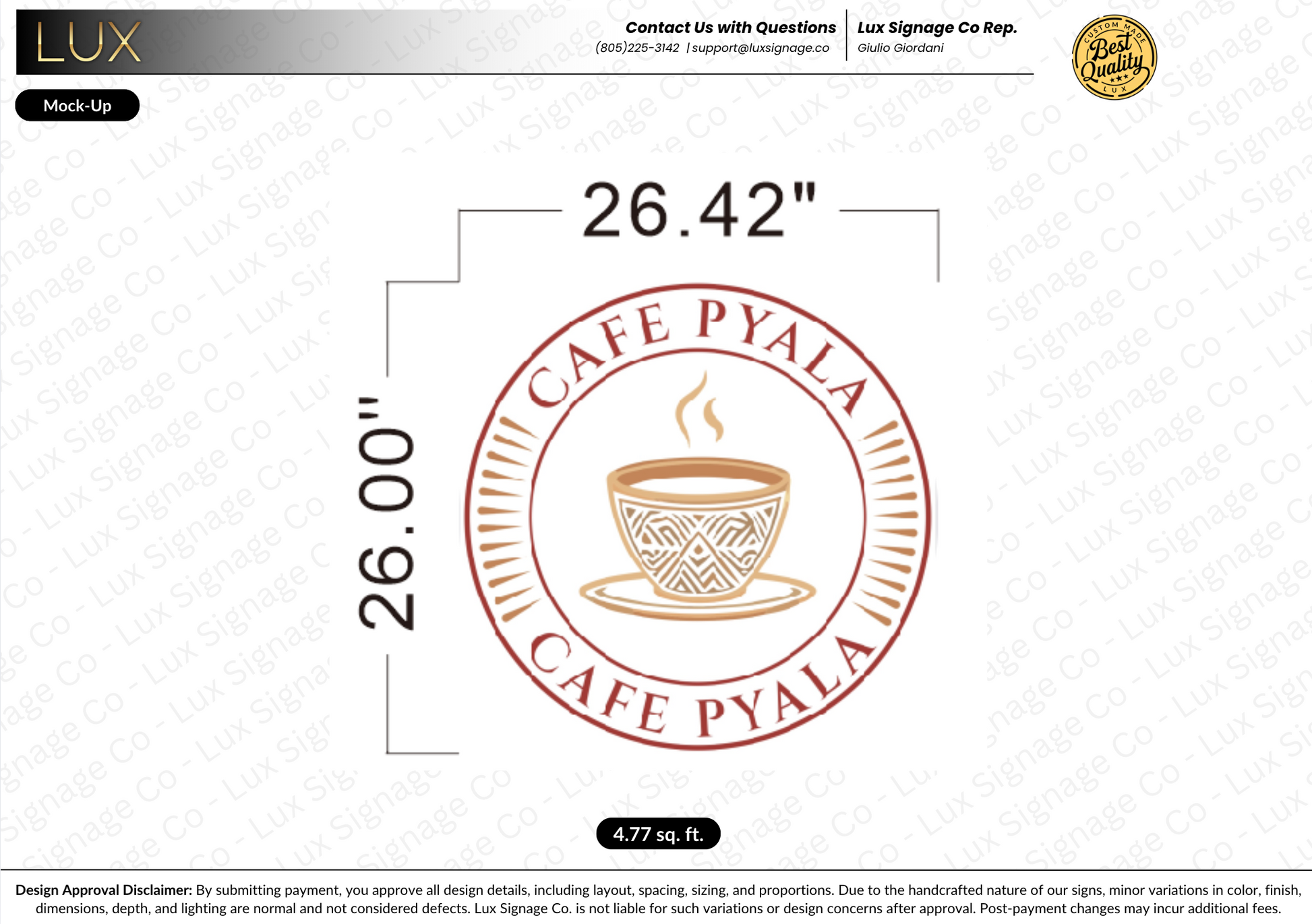 Custom Business Sign for Cafe Pyala