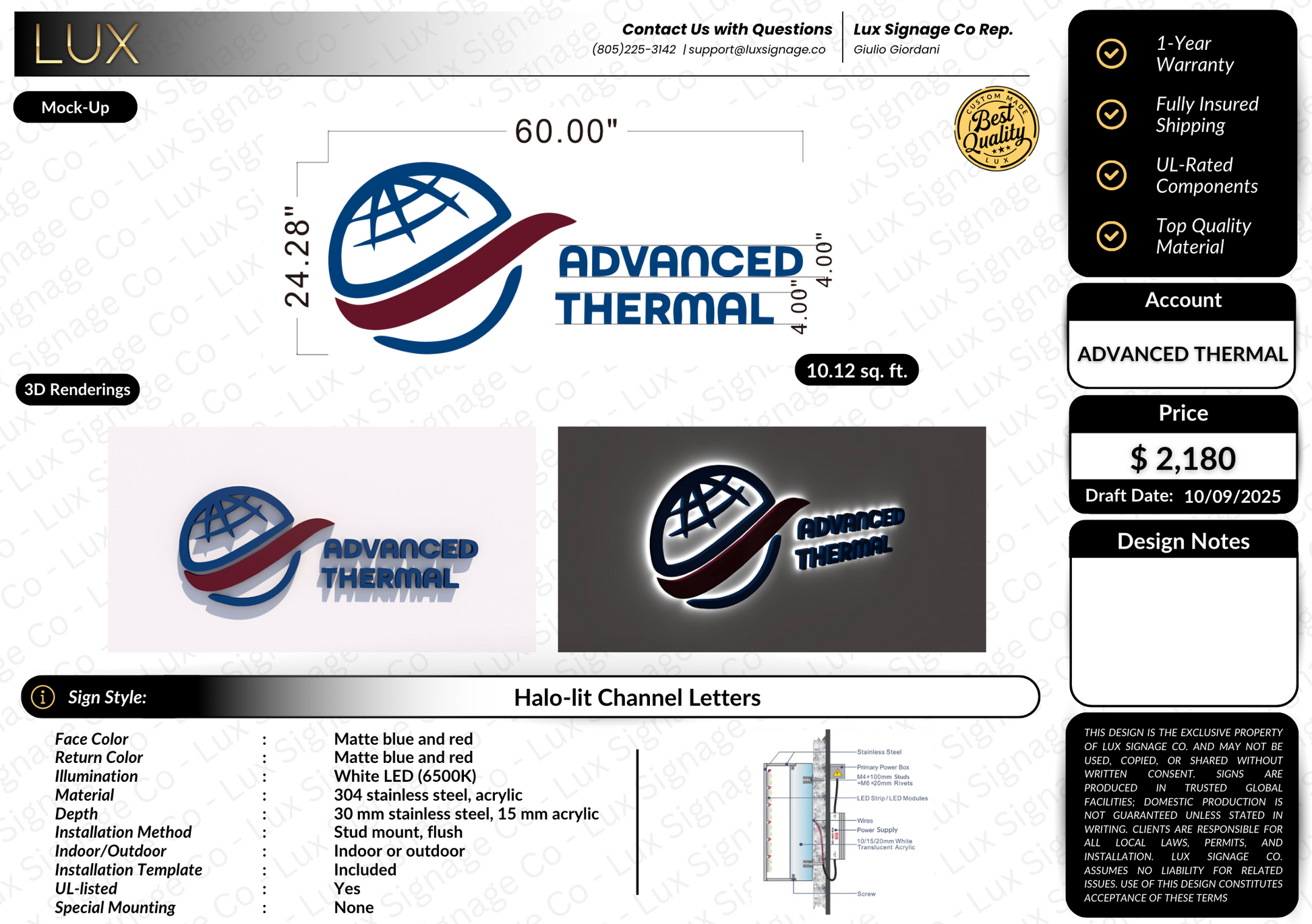 Custom Business Sign for Advanced Thermal