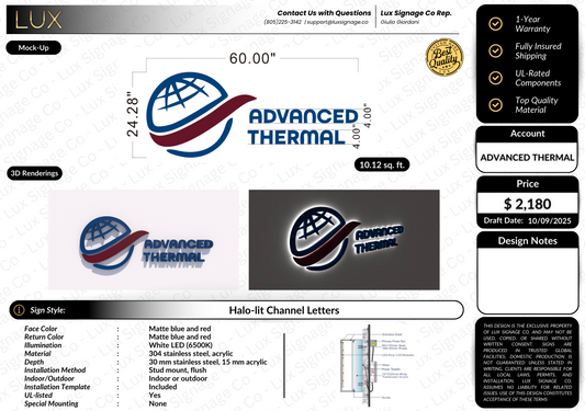 Custom Business Sign for Advanced Thermal