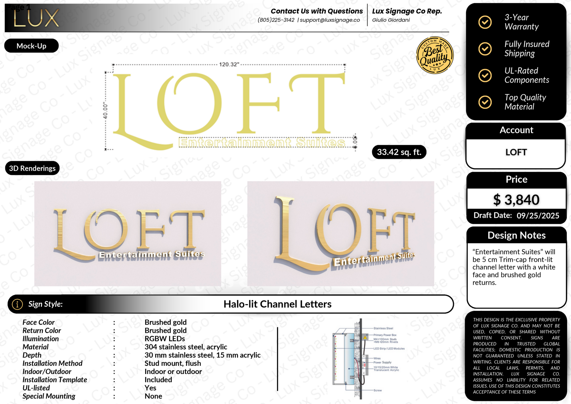 Custom Business Sign for The Loft