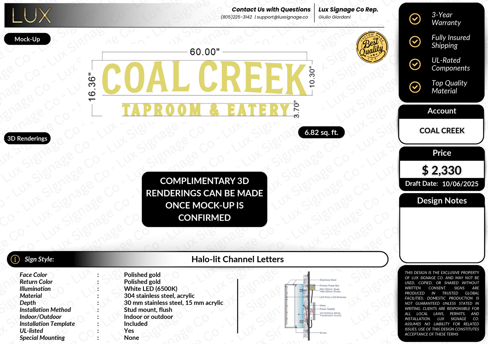 Custom Business Sign for Coal Creek Taproom and Eatery