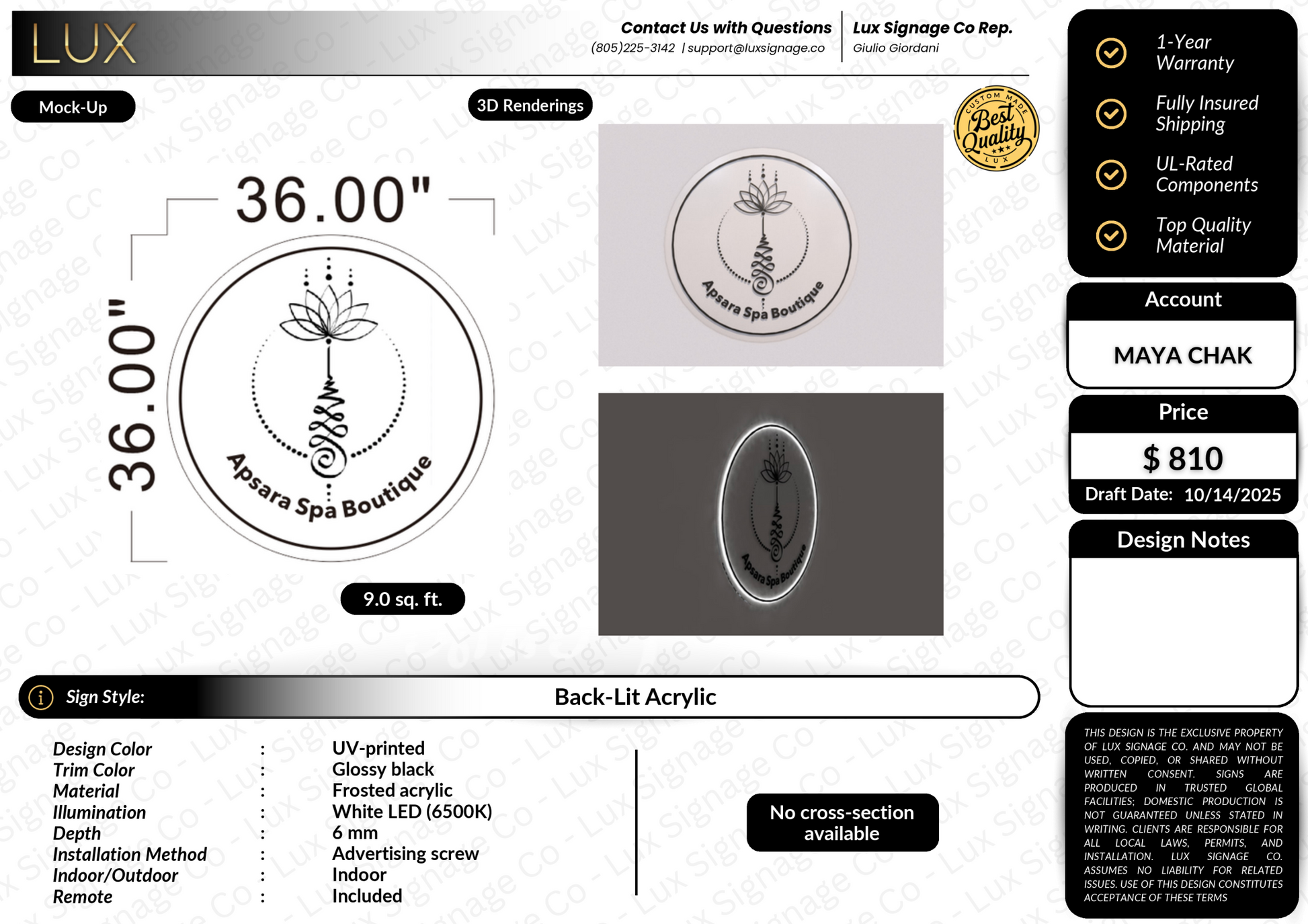 Custom Business Sign for Apsara Spa Boutique