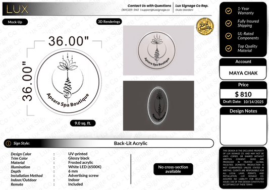 Custom Business Sign for Apsara Spa Boutique