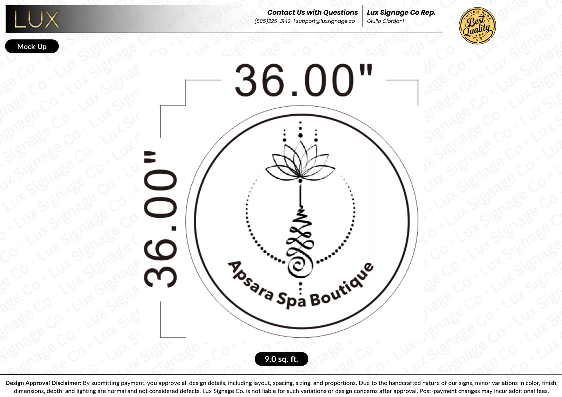 Custom Business Sign for Apsara Spa Boutique