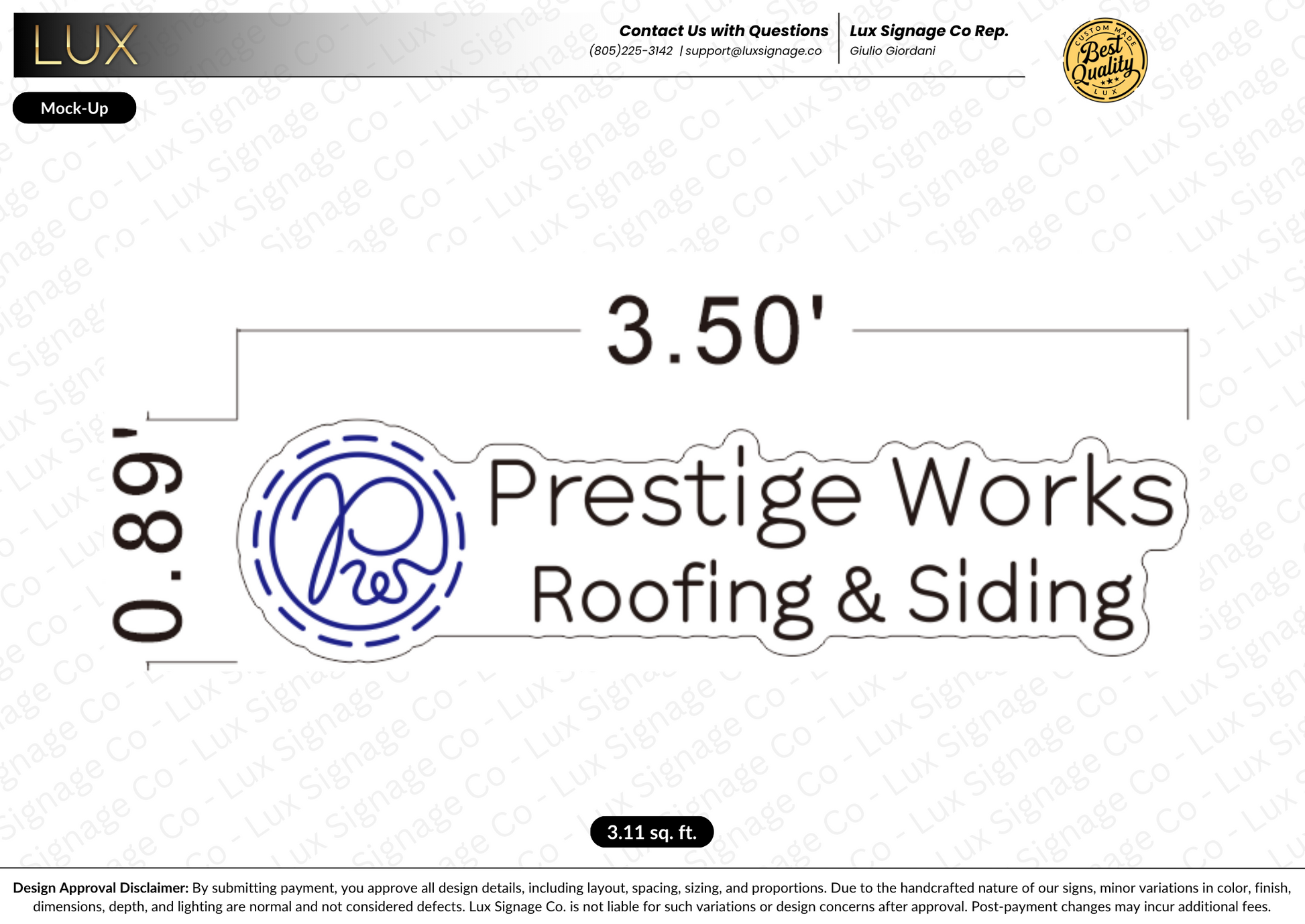 Custom Business Sign for Prestige Works