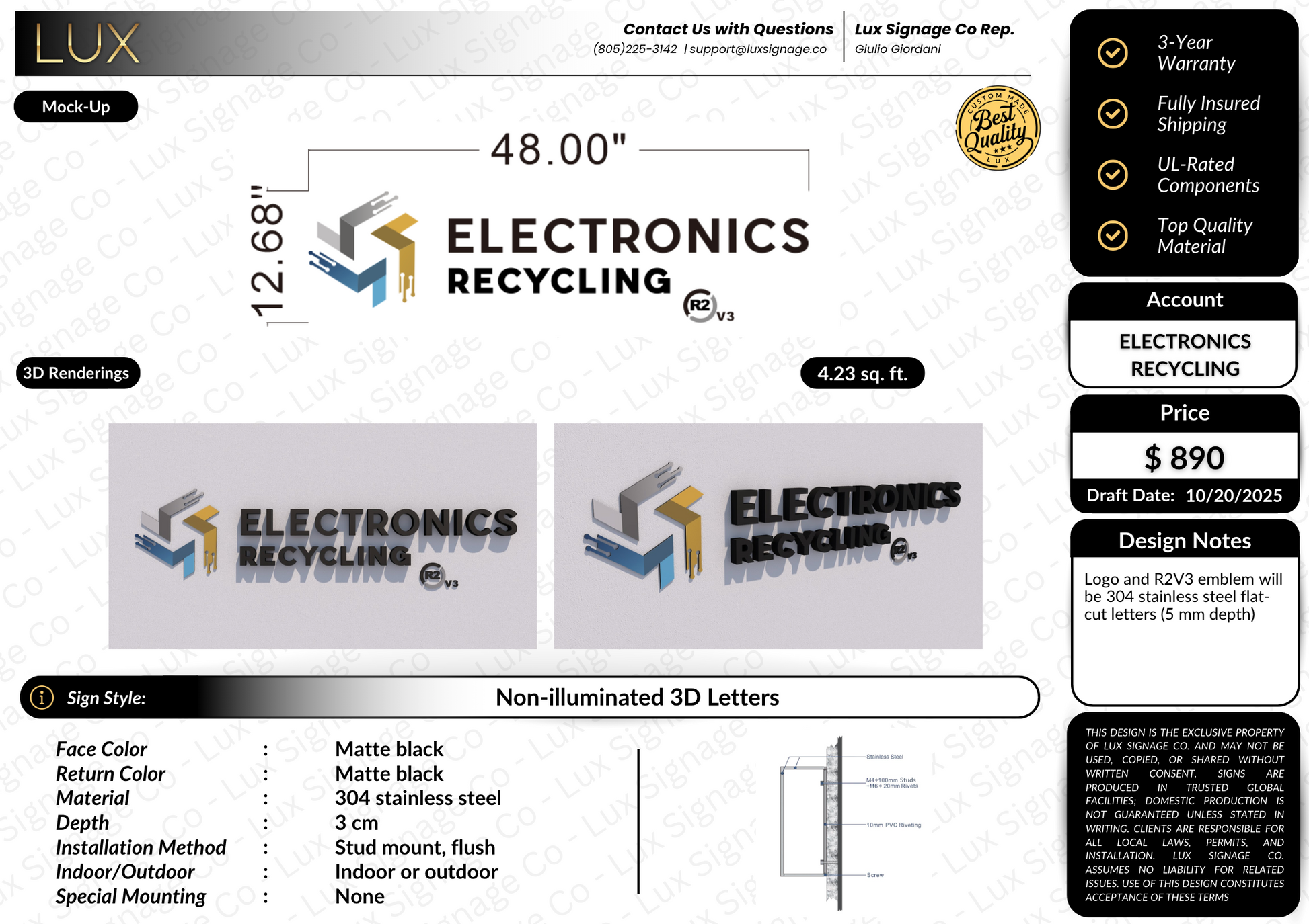 Custom Business Sign for Electronics Recycling