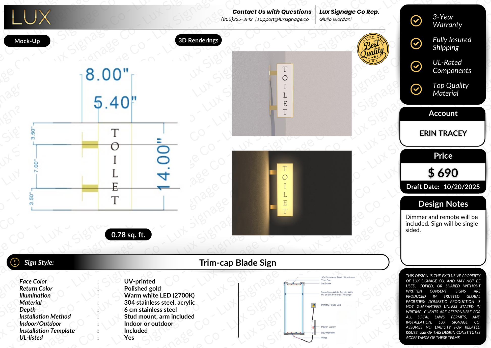 Custom Business Sign for Erin Tracey