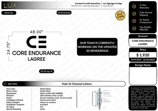 Custom Business Sign for Core Endurance