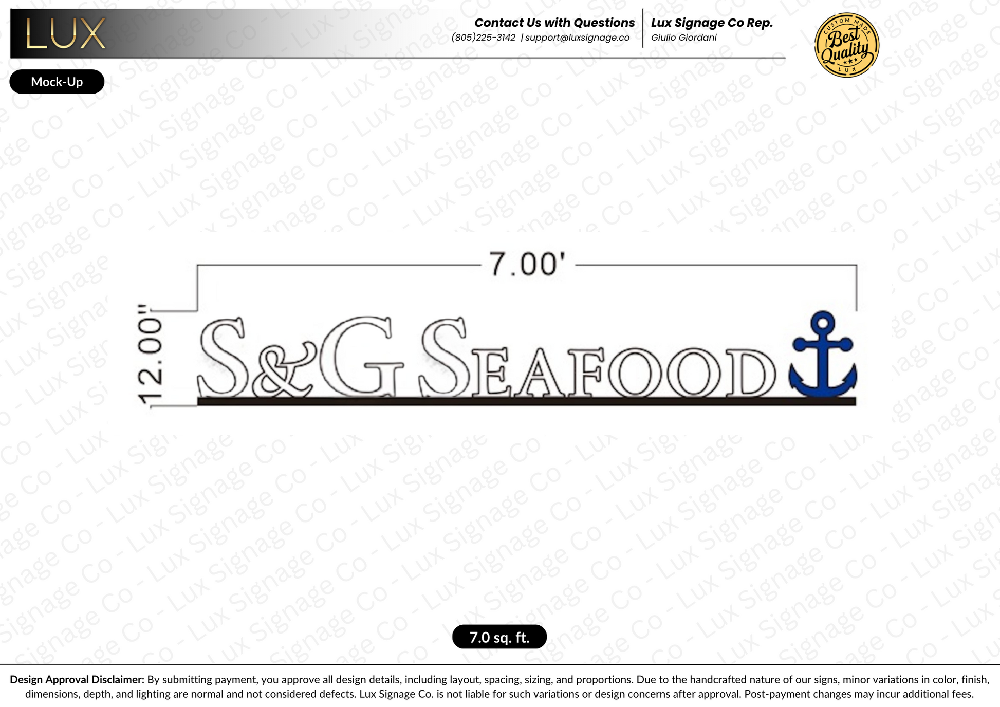 Custom Business Sign for S&G Seafood