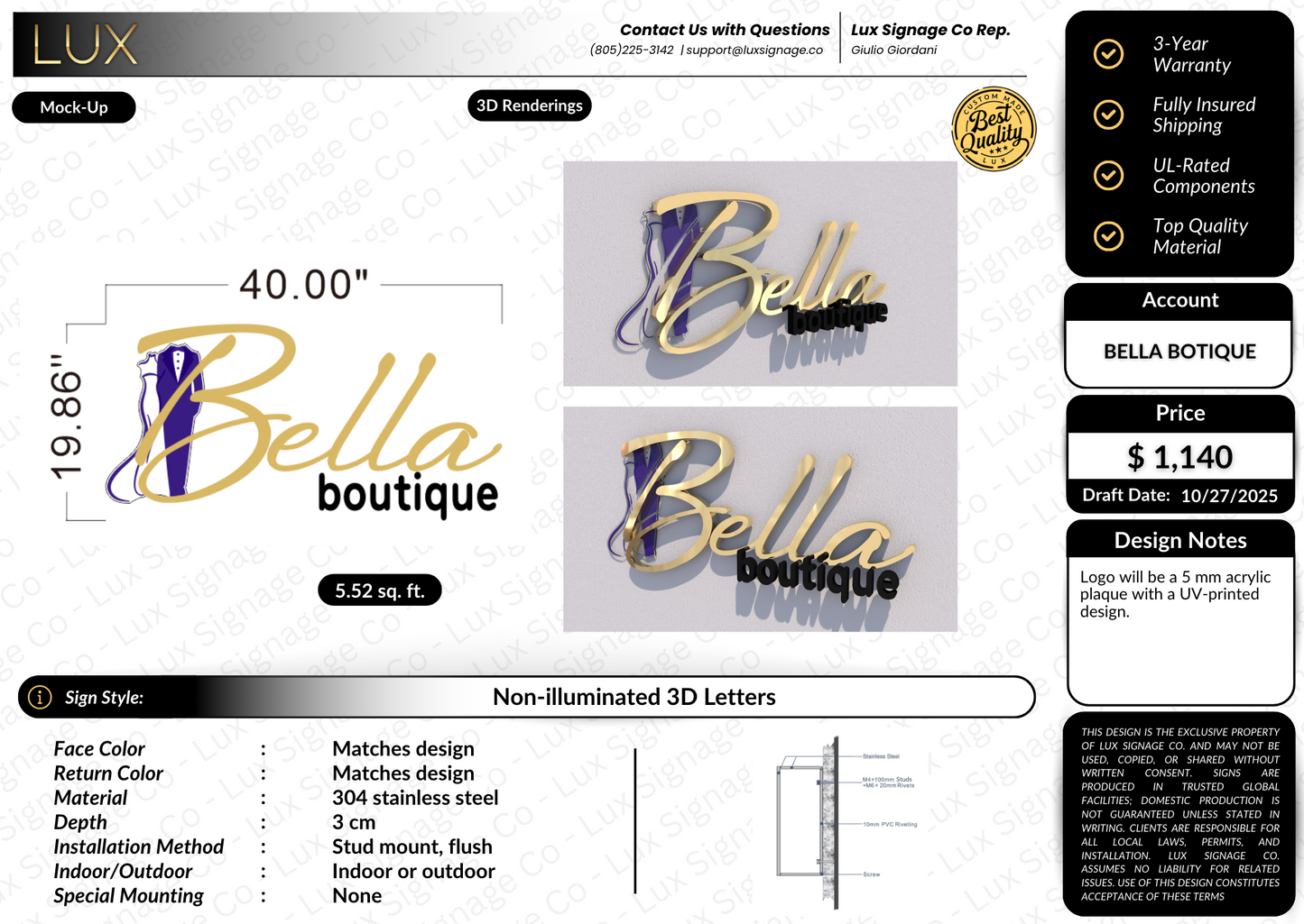Custom Business for Bella Boutique