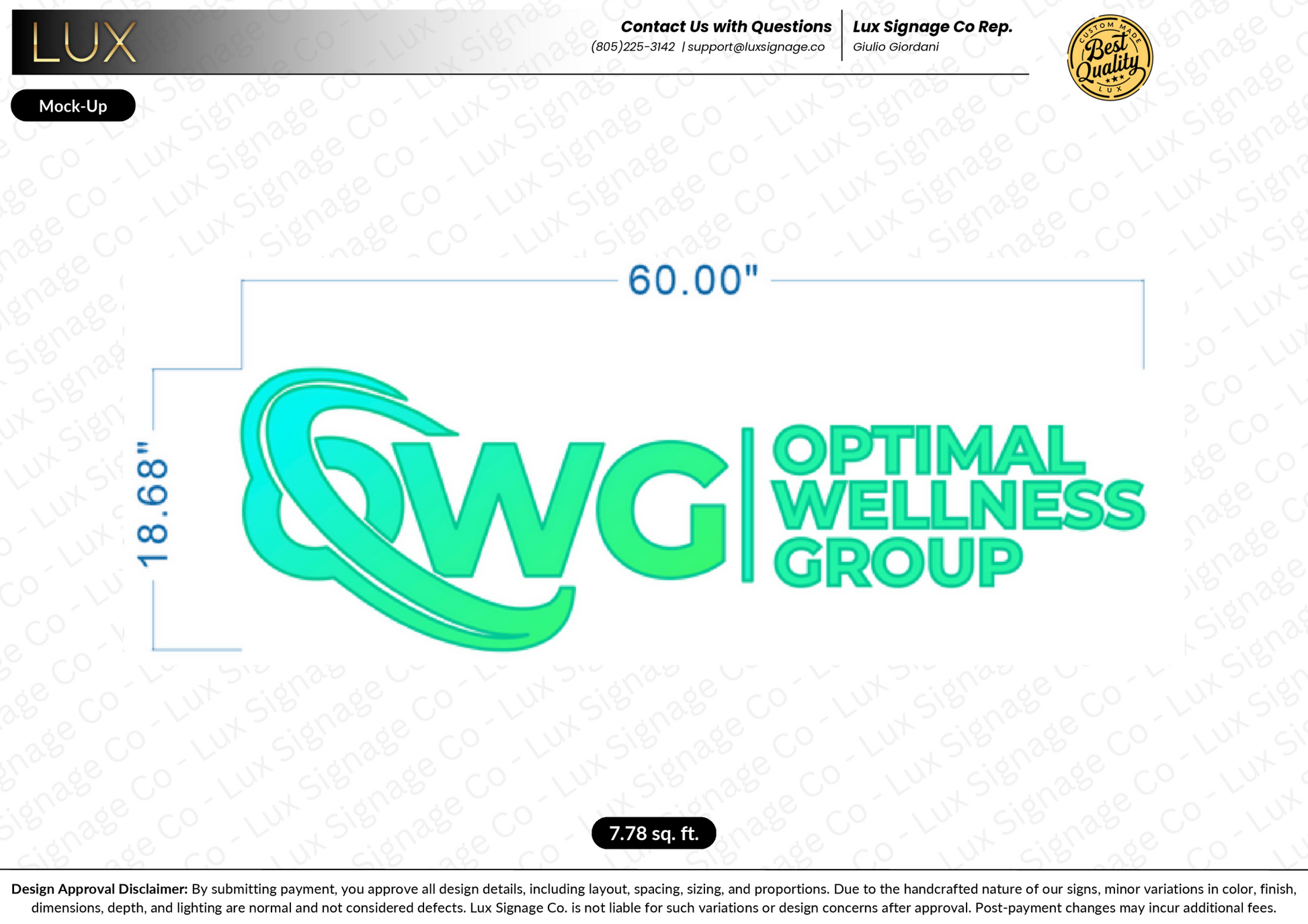 Custom Business Sign for Optimal Wellness Goup