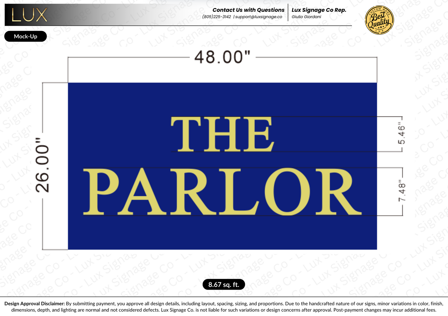 Custom Business Sign for Vitality and The Parlor