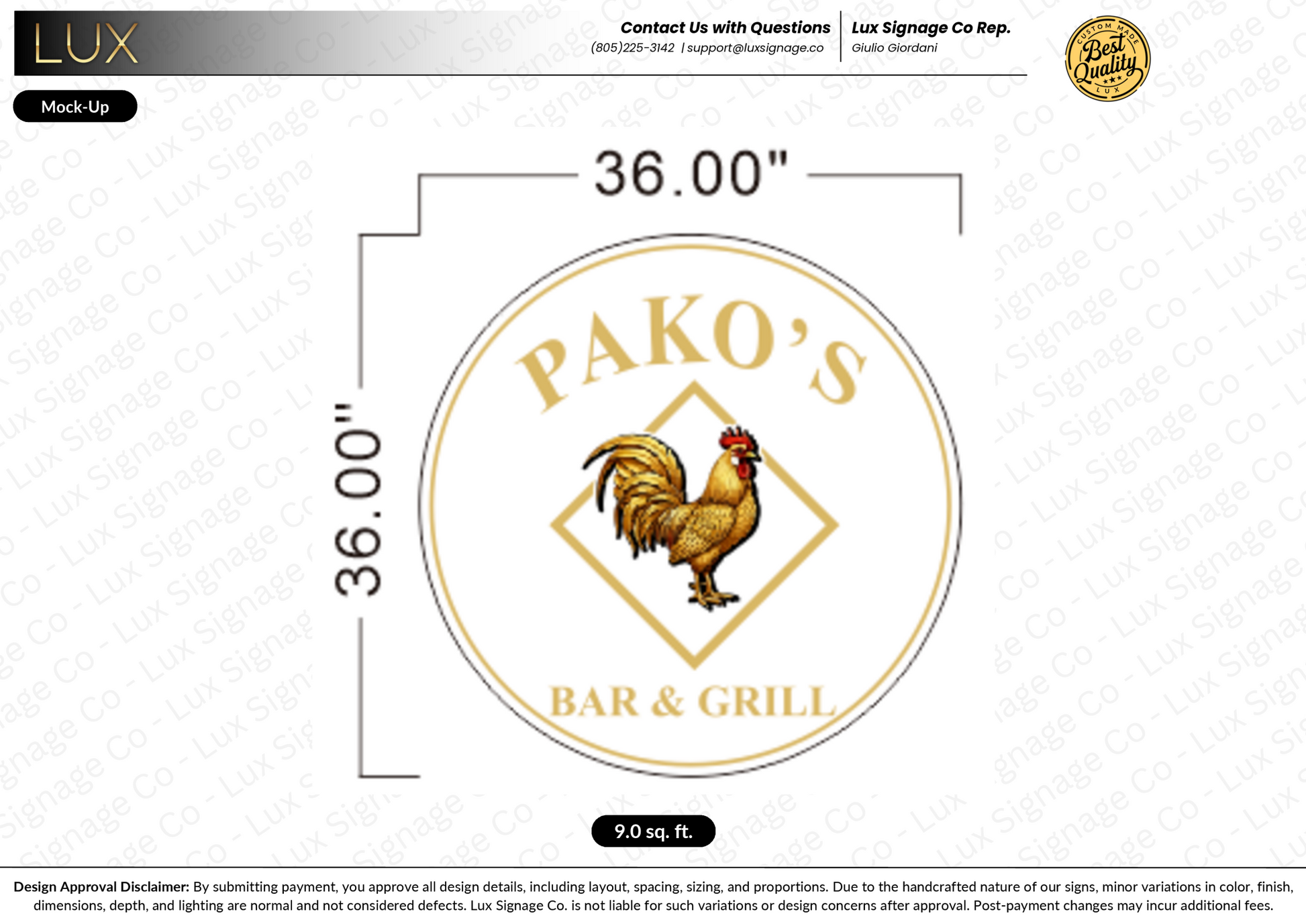Custom Business Sign for Pako's Bar and Grill