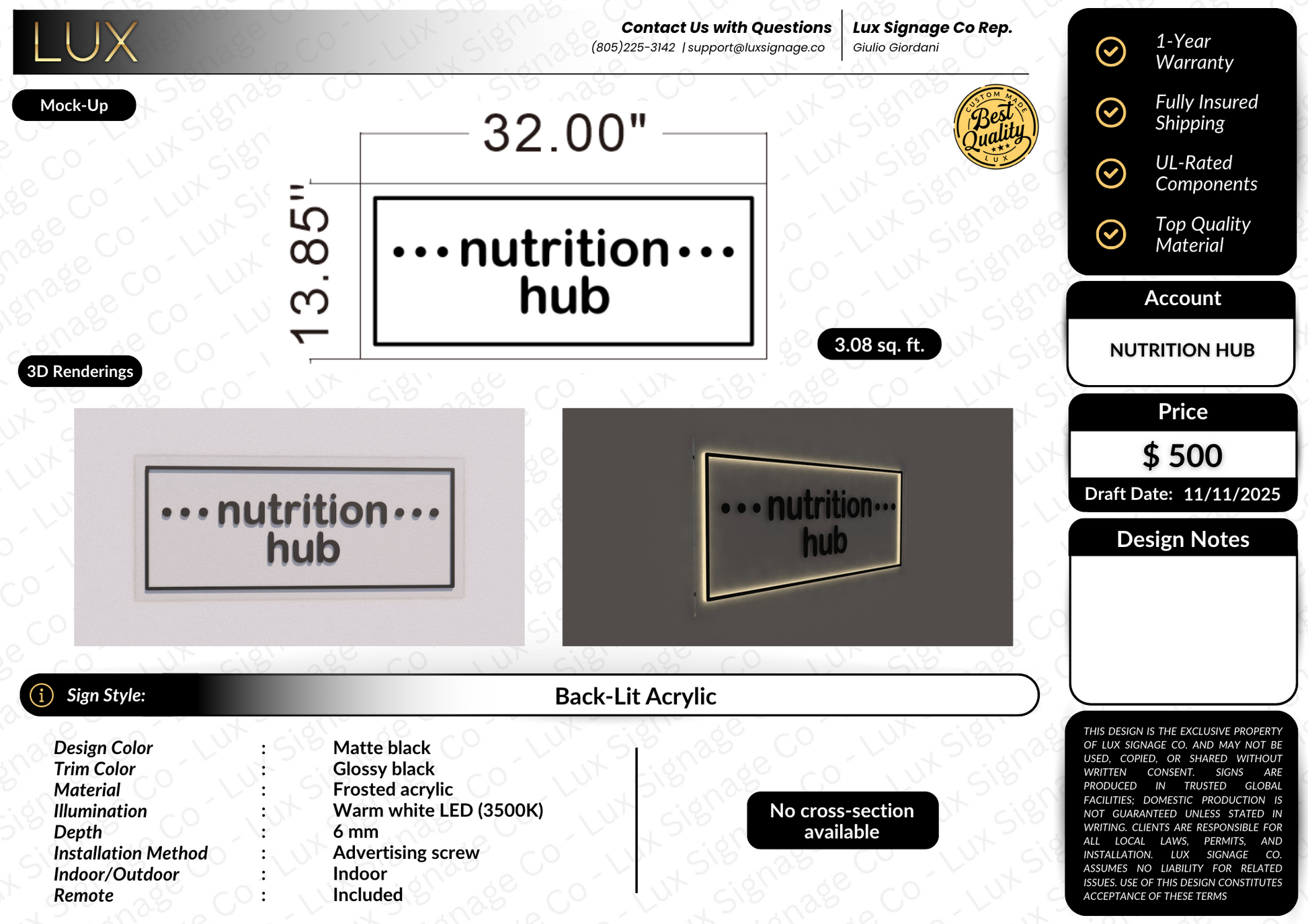 Custom Business Sign for Nutrition Hub