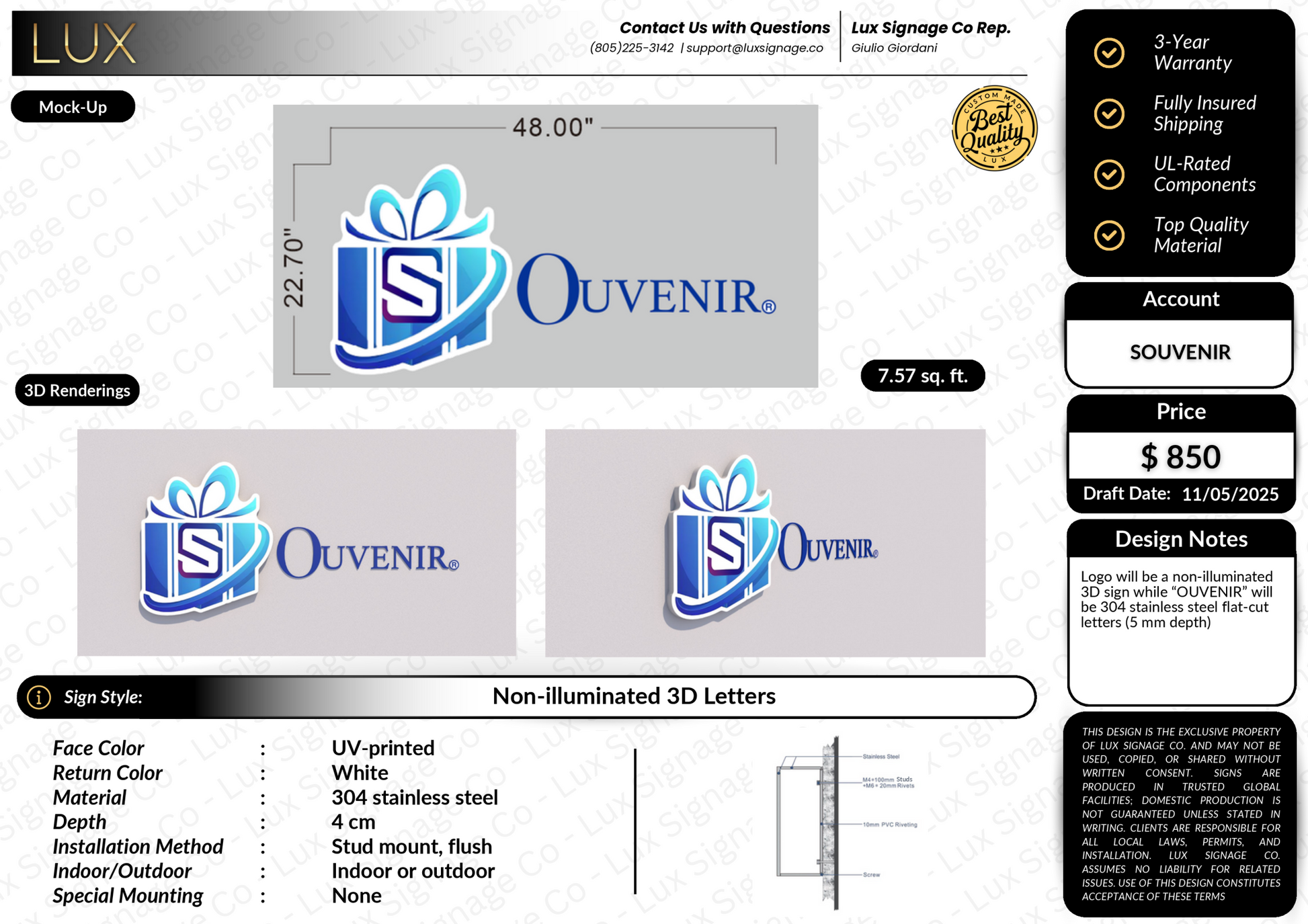 Custom Business Sign for Souvenir