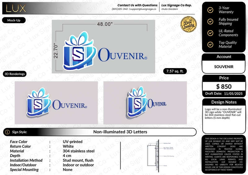 Custom Business Sign for Souvenir