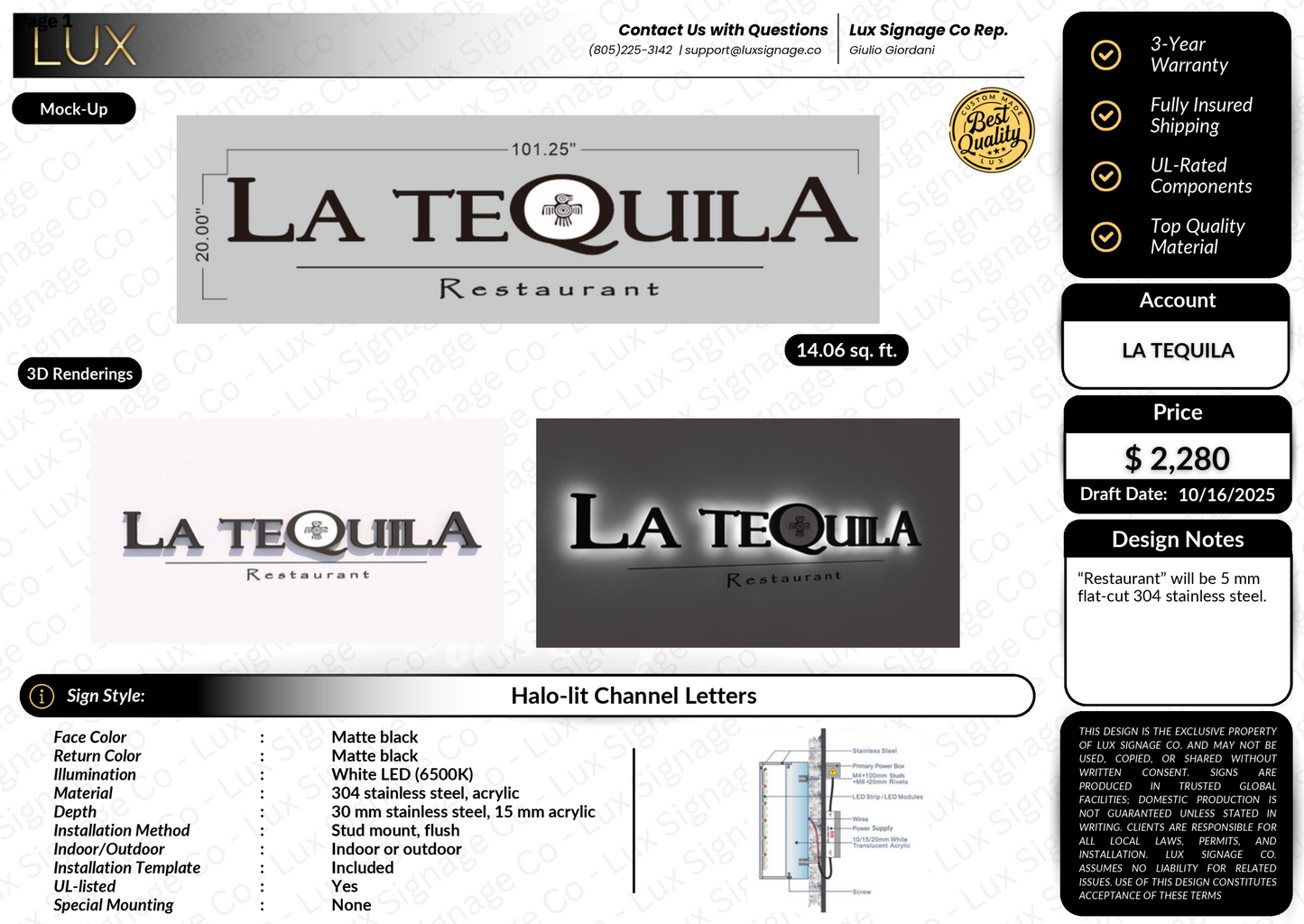 Custom Business Sign for La Tequila