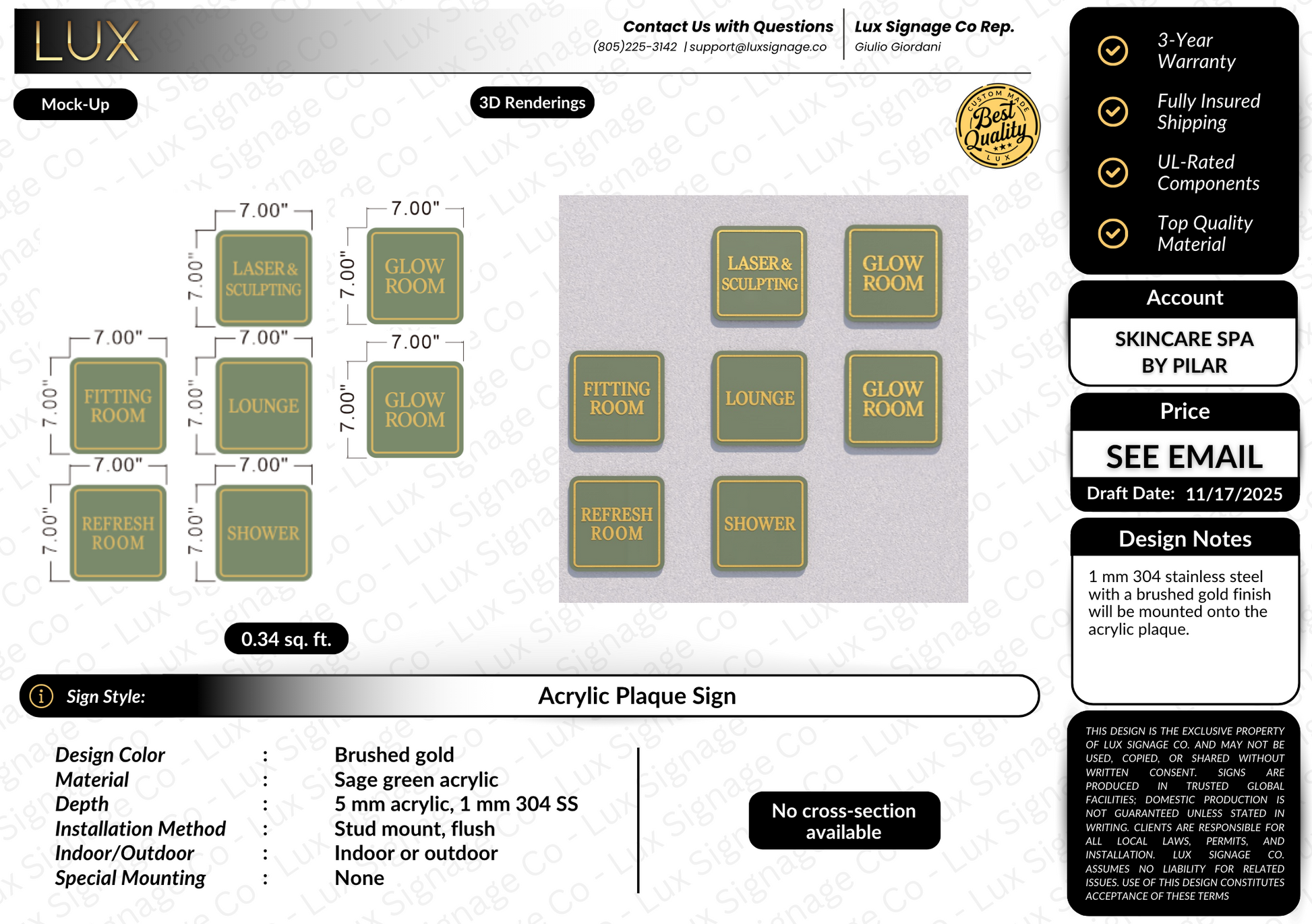 Custom Business Sign for Skincare Spa by Pilar