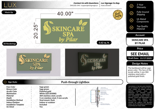 Custom Business Sign for Skincare Spa by Pilar