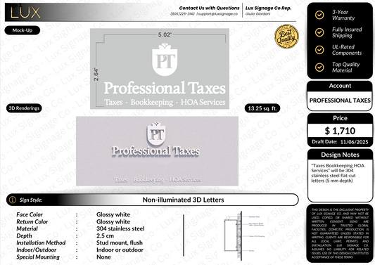 Custom Business Sign for Professional Taxes