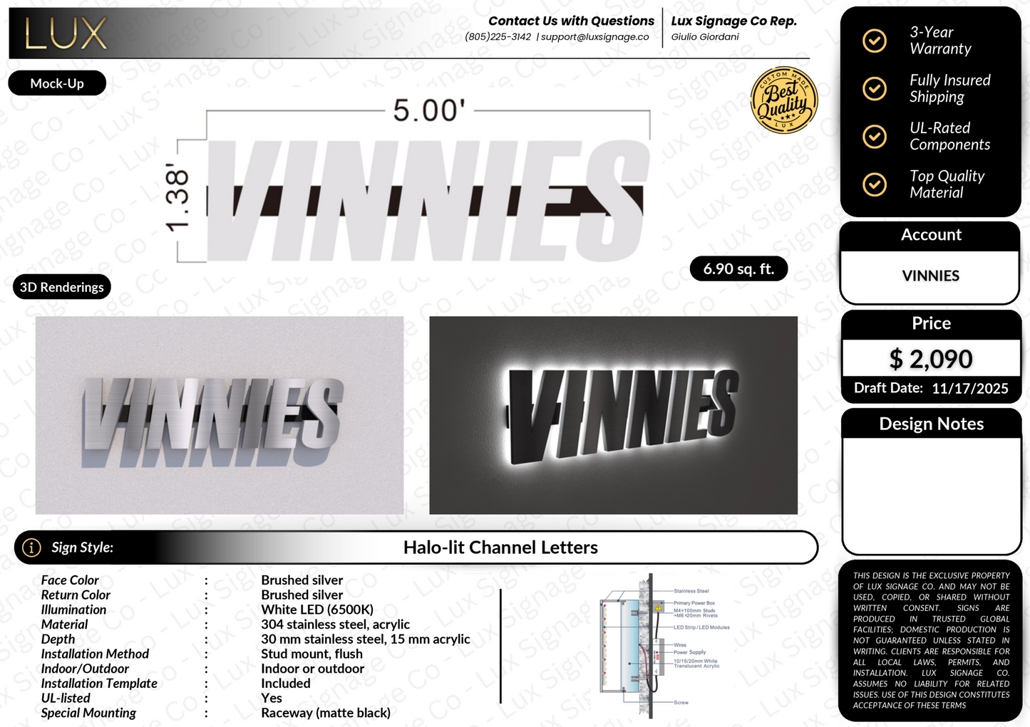 Custom Business Sign for Vinnies