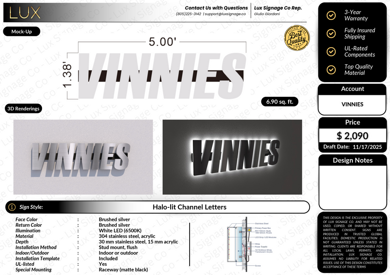 Custom Business Sign for Vinnies