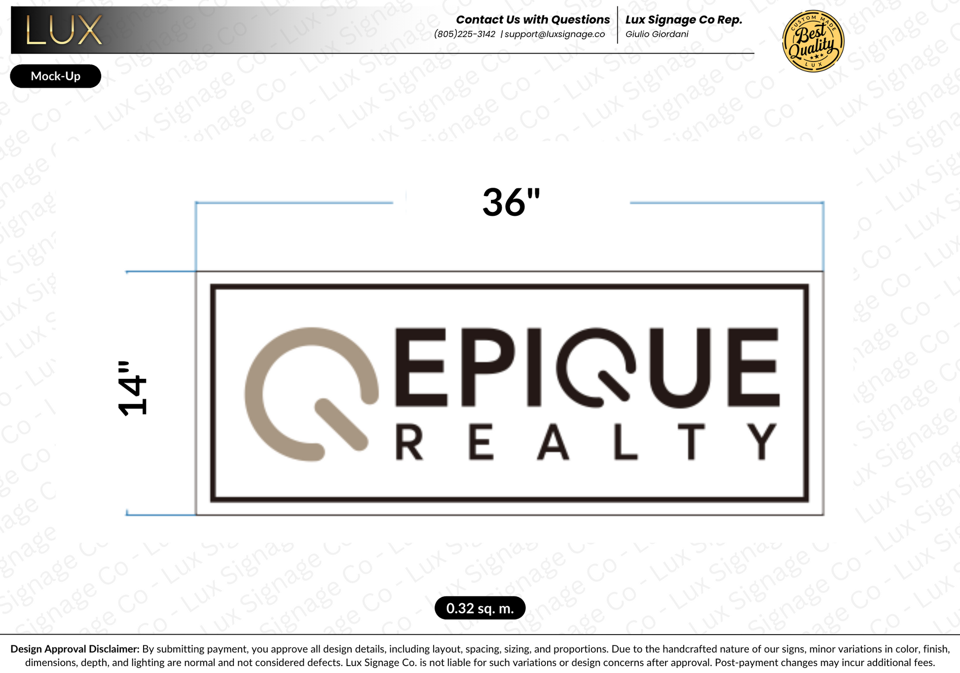 Custom Business Sign for Epique Realty