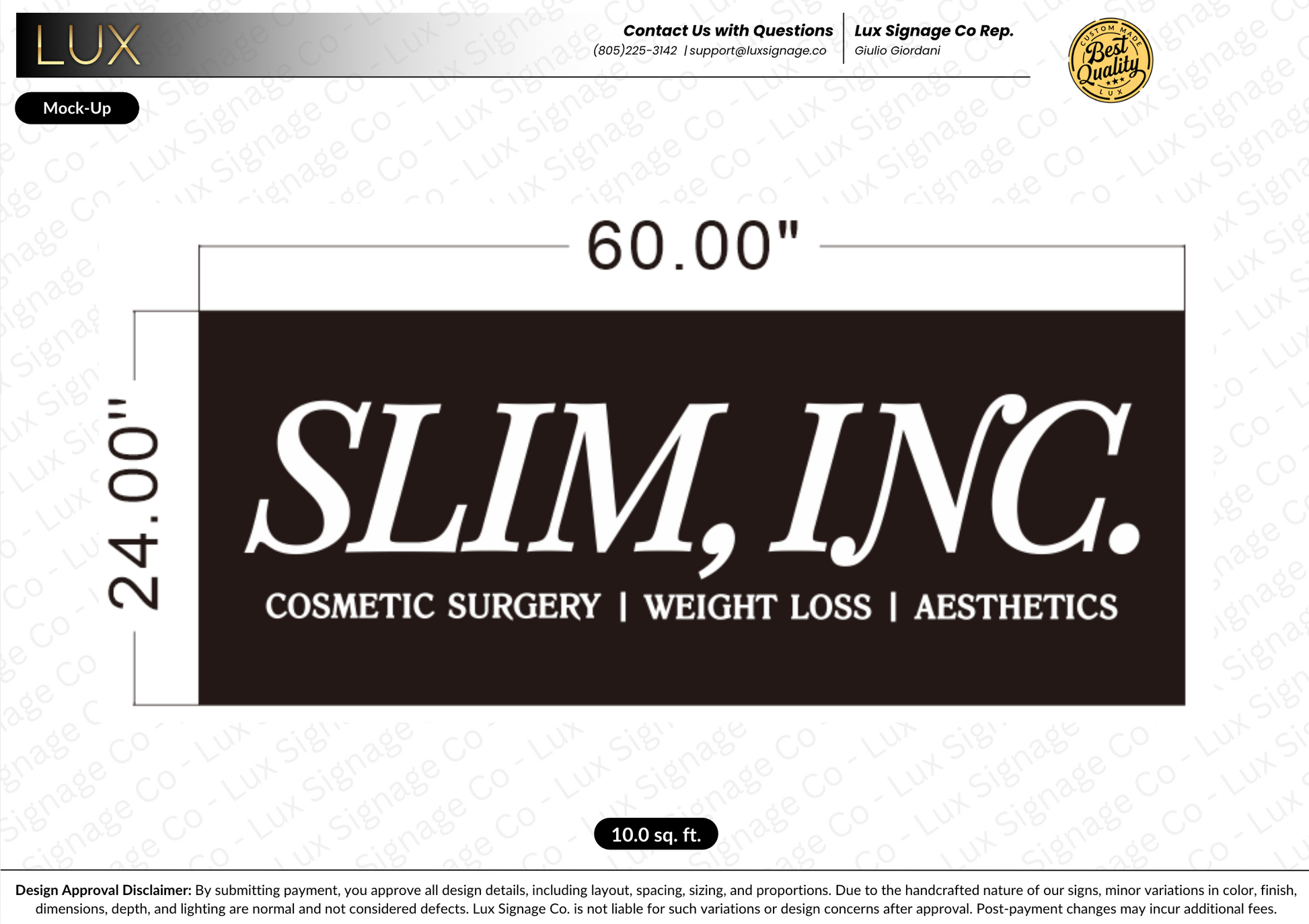 Custom Business Sign for SLIM, INC