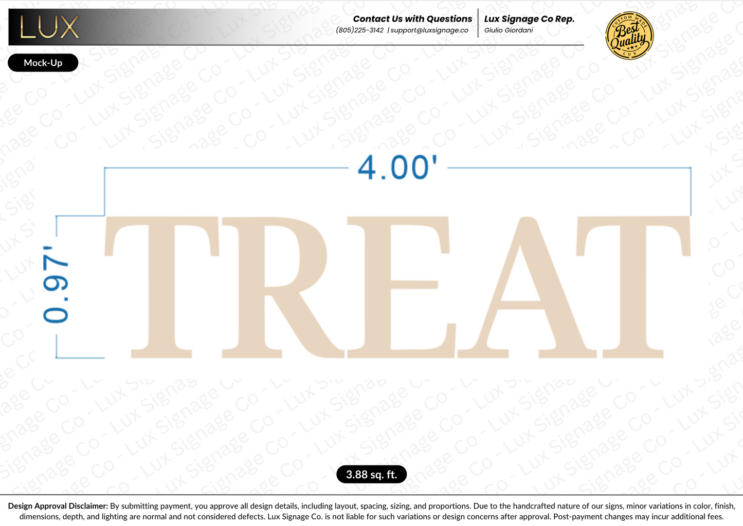Custom Business Sign for Treat