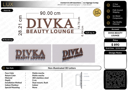 Custom Business Sign for Divka