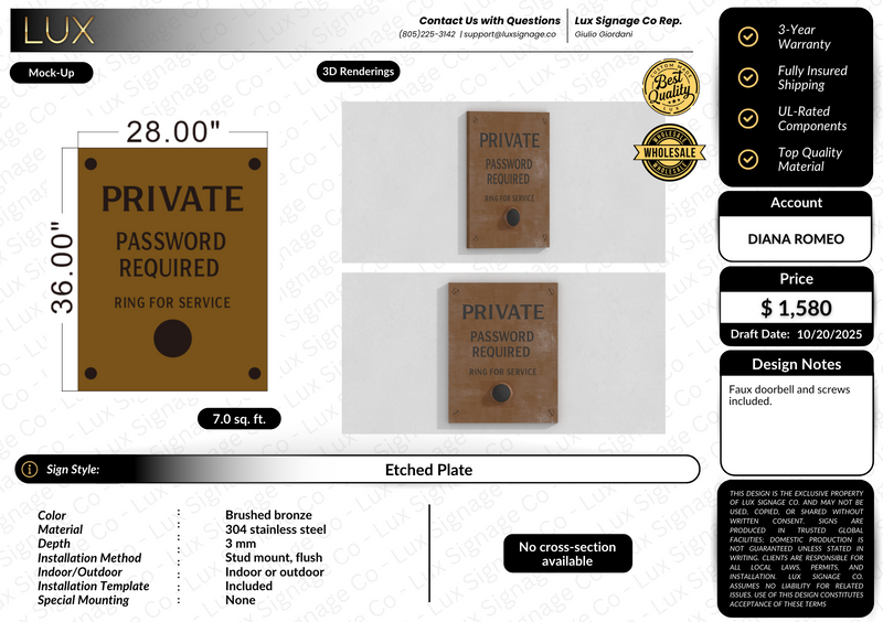 Custom Business Sign for Speakeasy