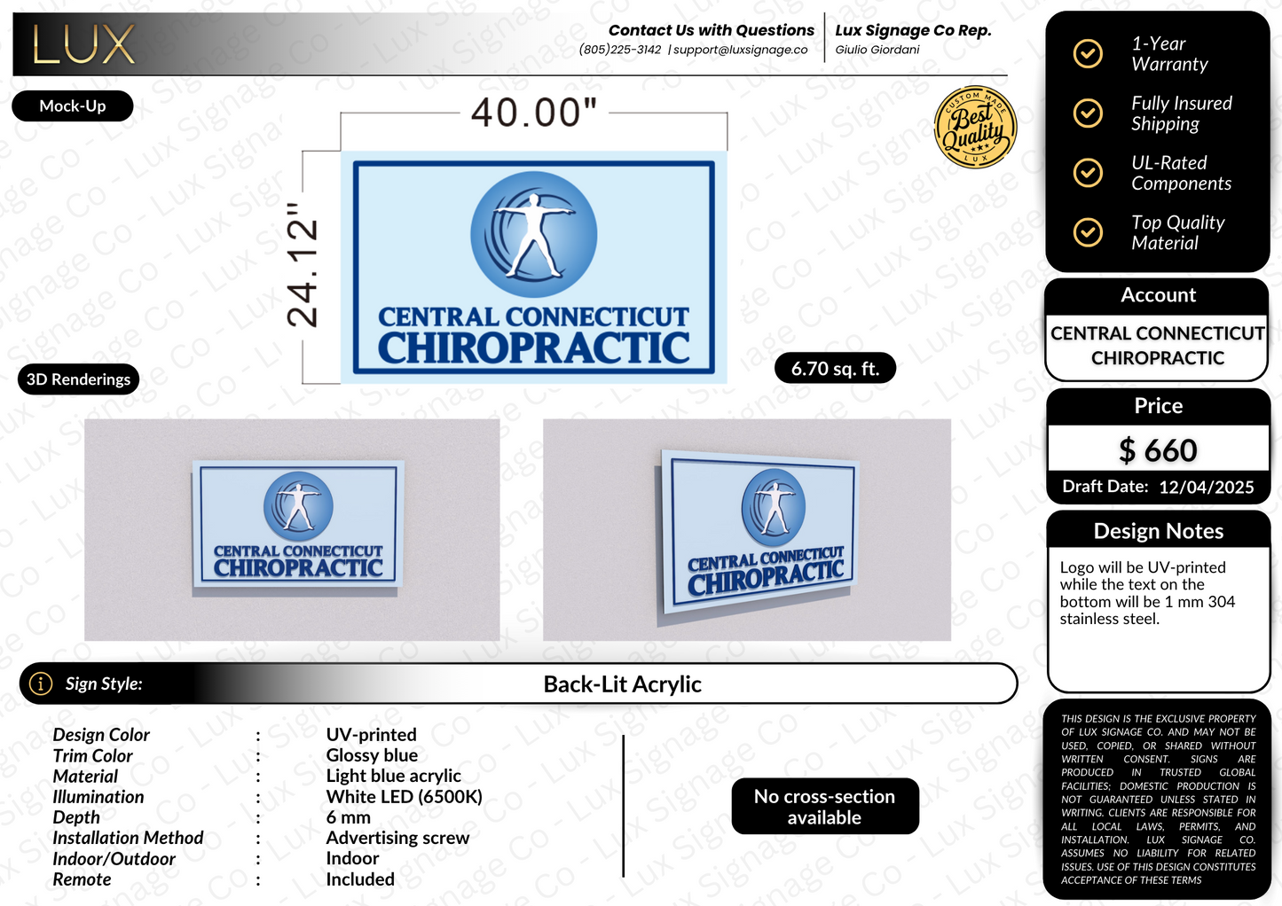 Custom Business Sign for Central Connecticut Chiropractic