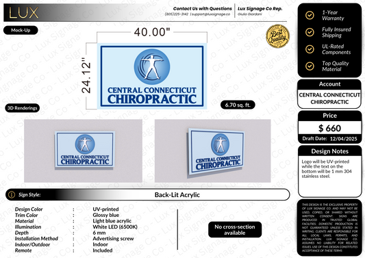 Custom Business Sign for Central Connecticut Chiropractic