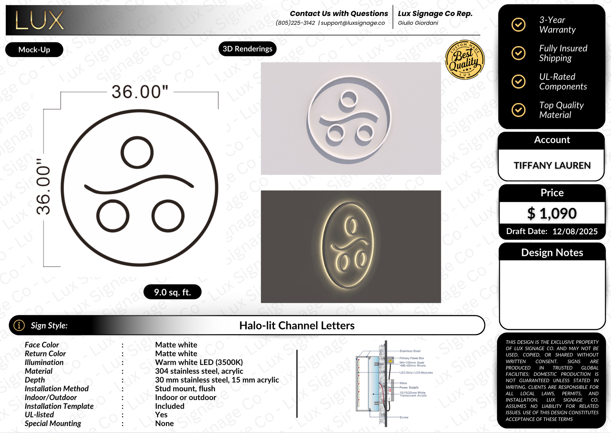 Custom Business Sign for Tiffany Lauren