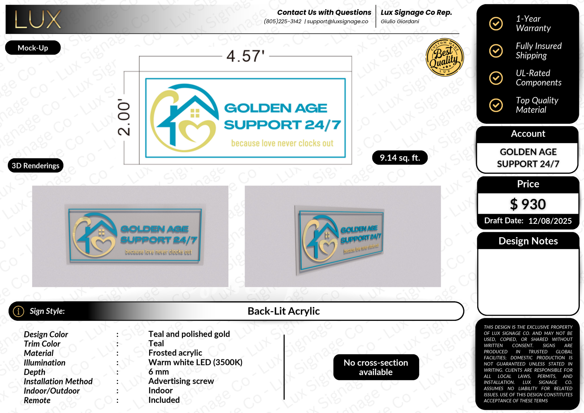 Custom Business Sign for Golden Age