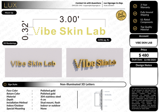 Custom Business Sign for Vibe Skin Lab