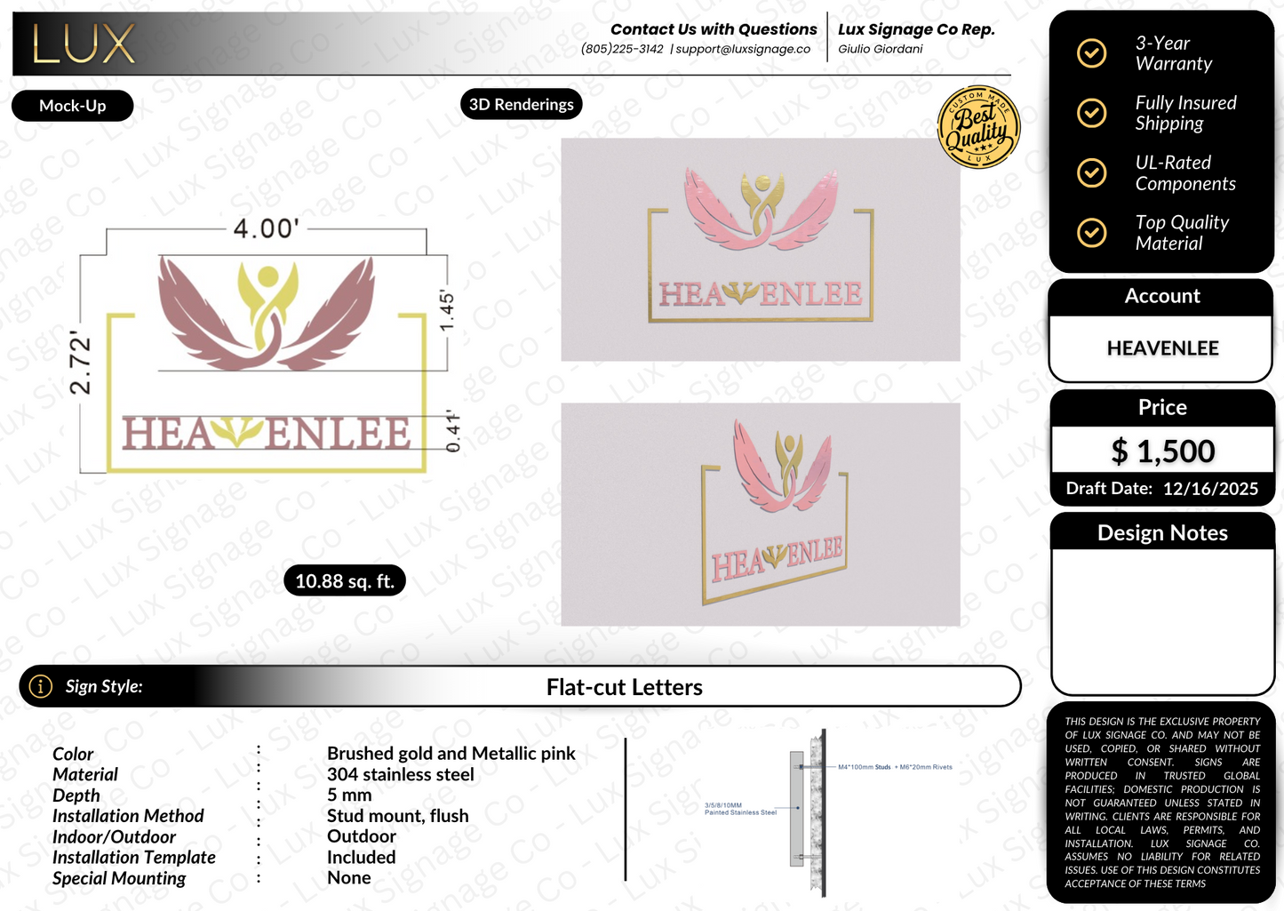 Custom Business Sign for Heavenlee
