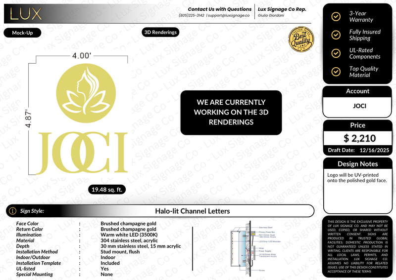Custom Business Sign for JOCI